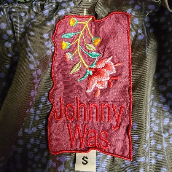 Johnny Was Floral Blouse Womens Sz S Green Multi Silk Pintuck Bohemian Boho Top‎ - Picture 9 of 9